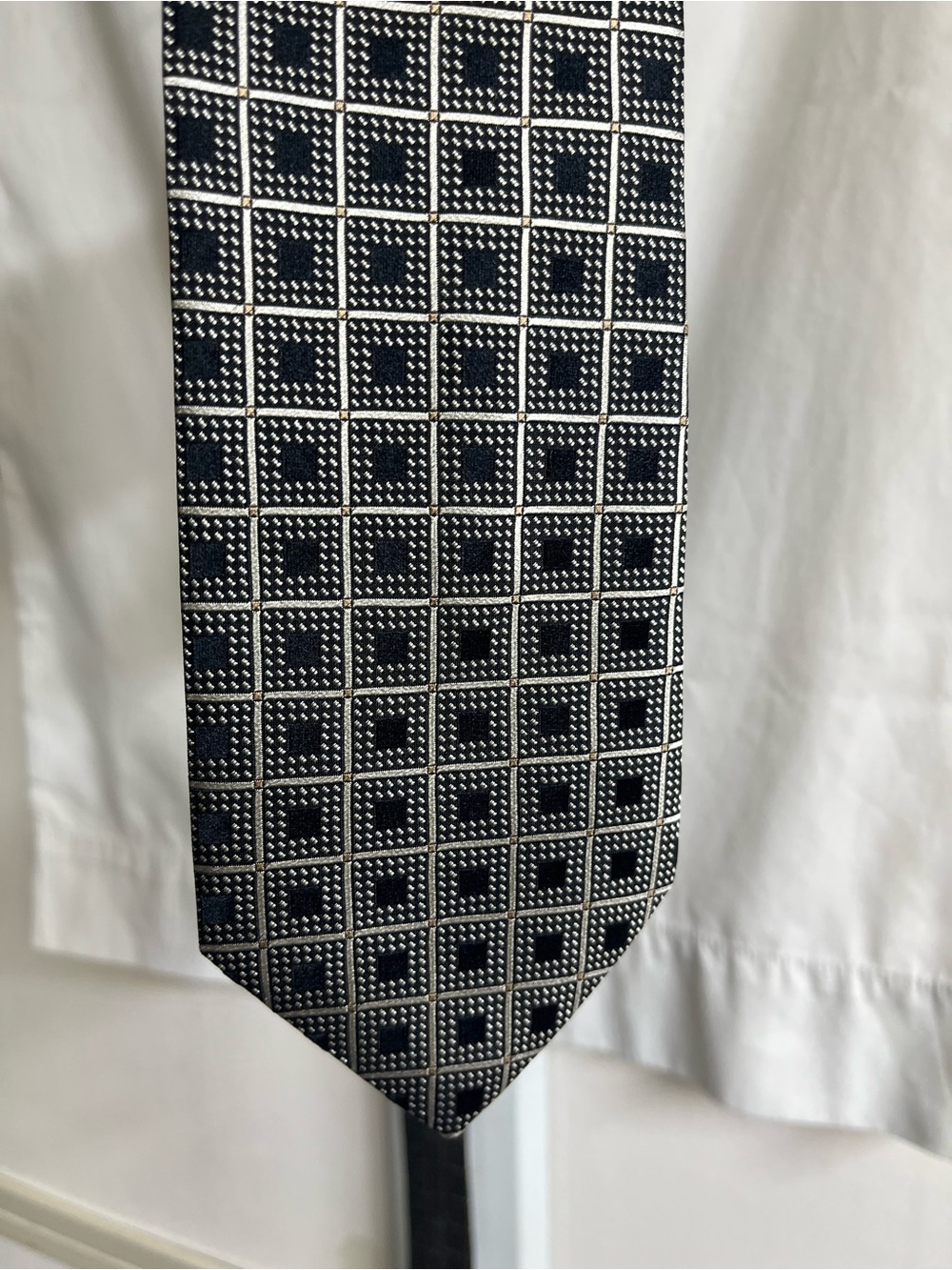 Men's Black Geometric Silk-Blend Tie